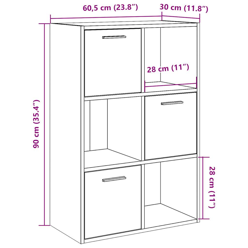 Bokhylle gammelt tre 60,5x30x90 cm konstruert tre