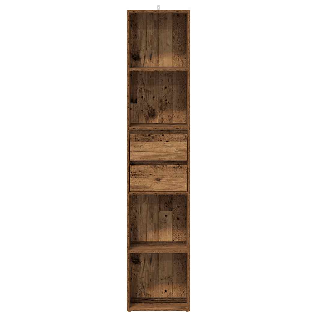 Bokhylle gammelt tre 36x30x171 cm konstruert tre
