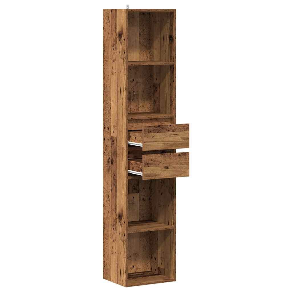 Bokhylle gammelt tre 36x30x171 cm konstruert tre