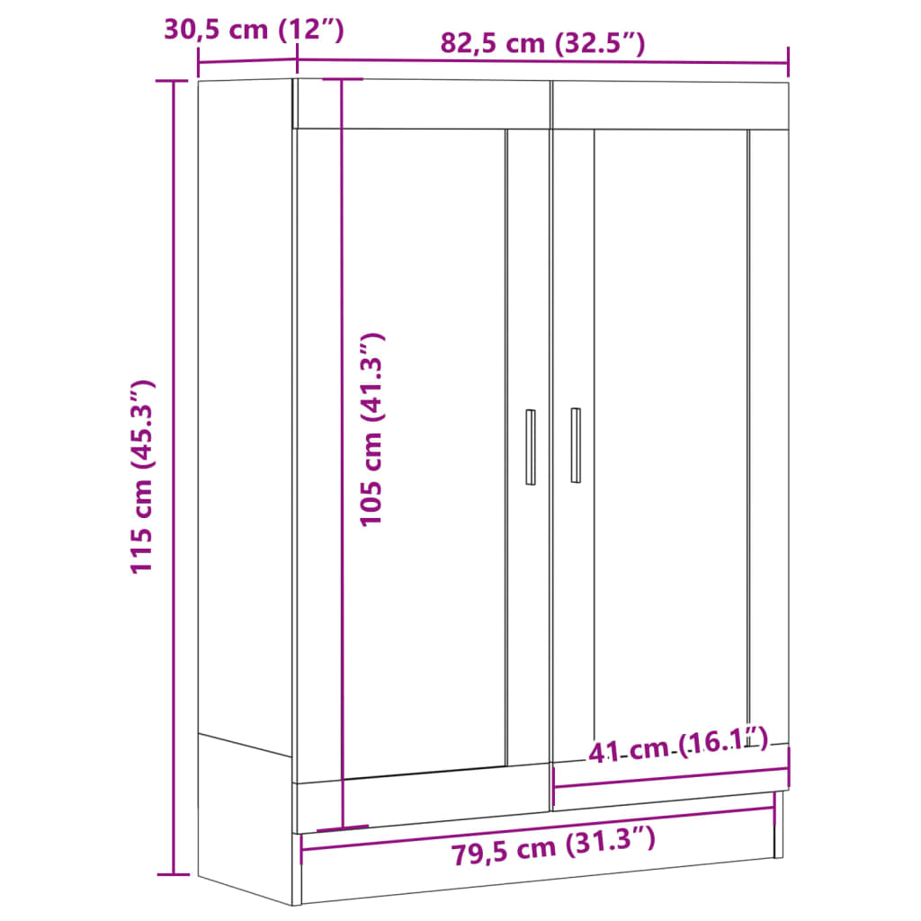 Bokhylle artisan eik 82,5x30,5x115 cm konstruert tre