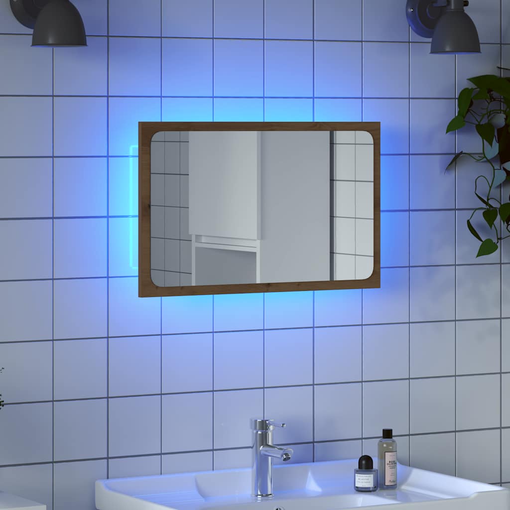 Baderomsspeil med LED-lys betonggrå 60x8,5x38 cm