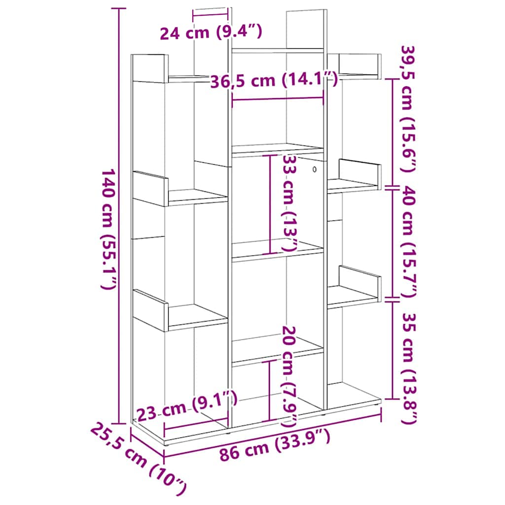 Bokhylle gammelt tre 86x25,5x140 cm konstruert tre