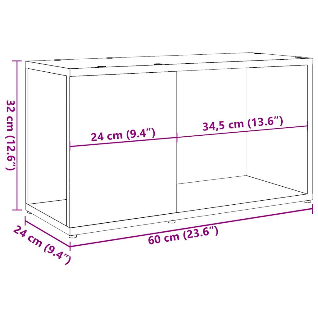 TV-benk gammelt tre 60x24x32 cm konstruert tre