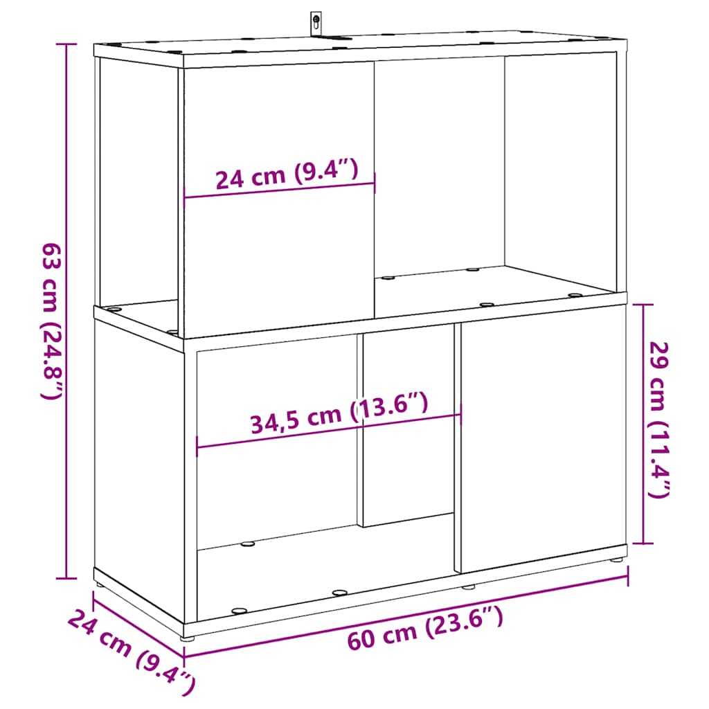 Bokhylle artisan eik 60x24x63 cm konstruert tre