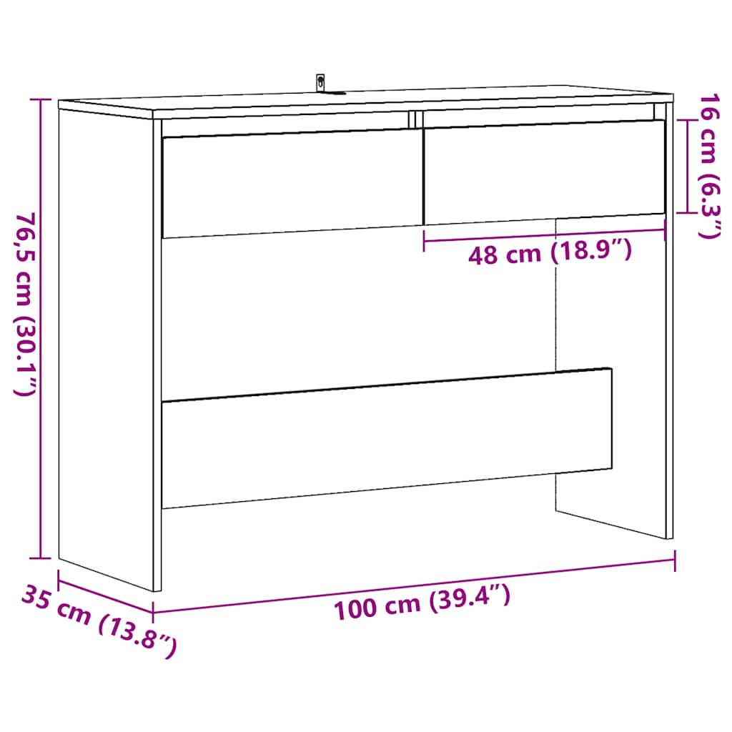 Konsollbord gammelt tre 100x35x76,5 cm konstruert tre