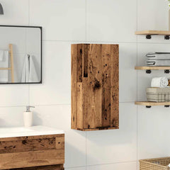 Vegghengt baderomsskap gammel tre 32x20x67 cm