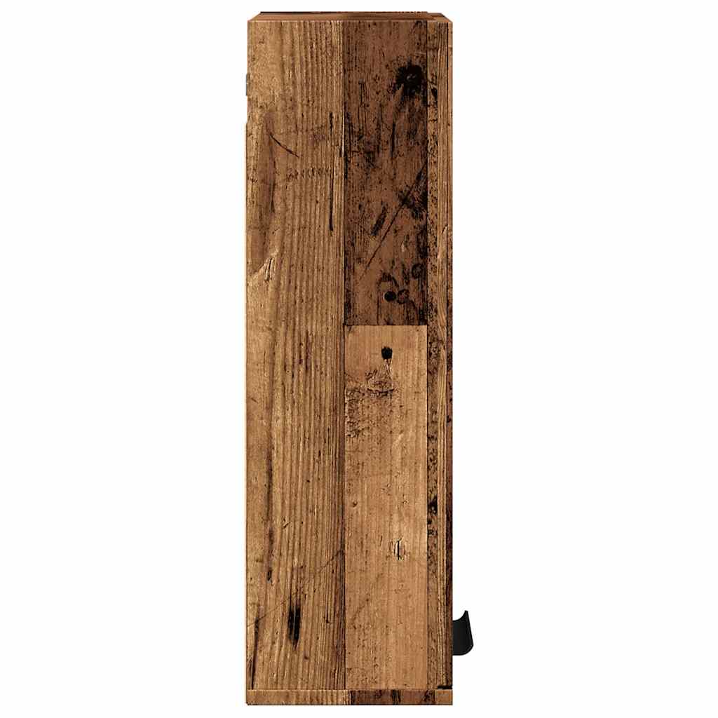 Vegghengt baderomsskap gammel tre 32x20x67 cm
