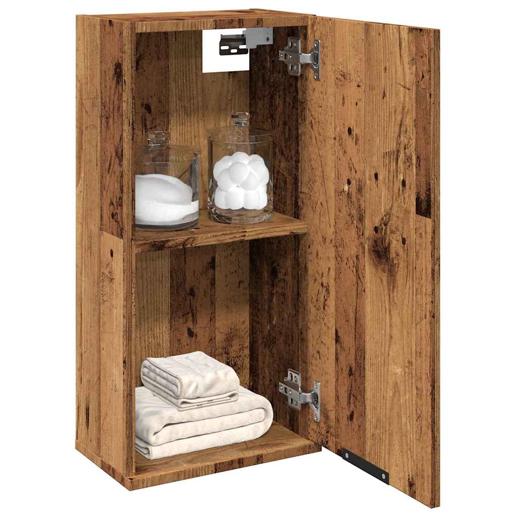 Vegghengt baderomsskap gammel tre 32x20x67 cm