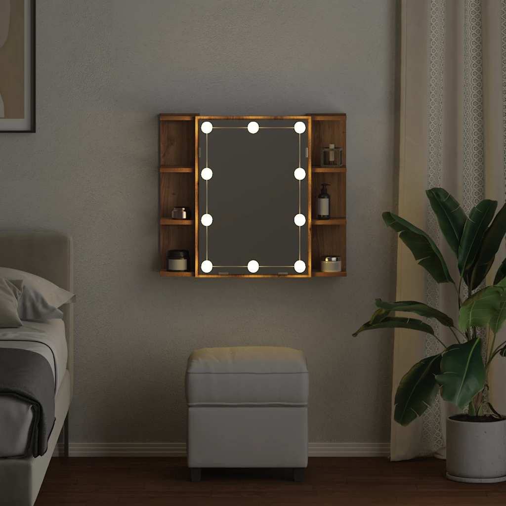 Speilskap med LED artisan eik 70x16,5x60 cm