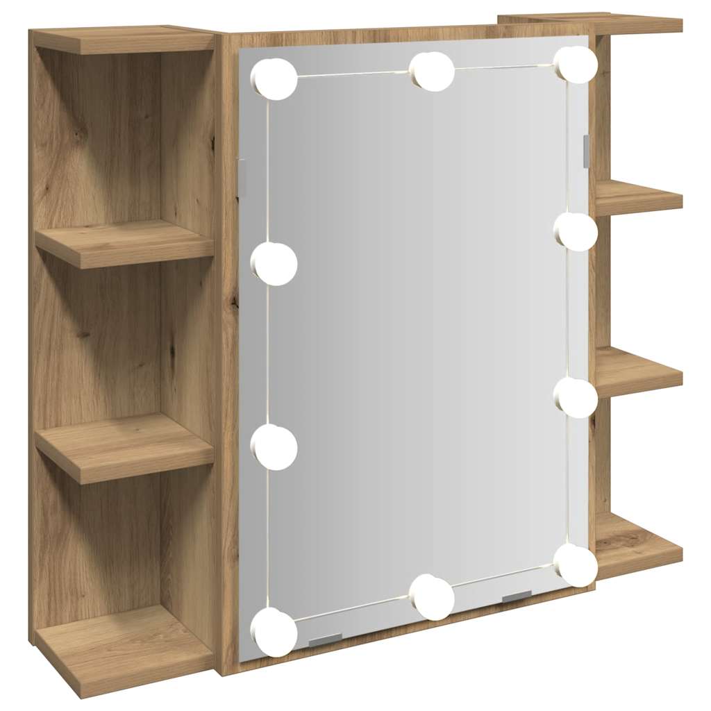 Speilskap med LED artisan eik 70x16,5x60 cm