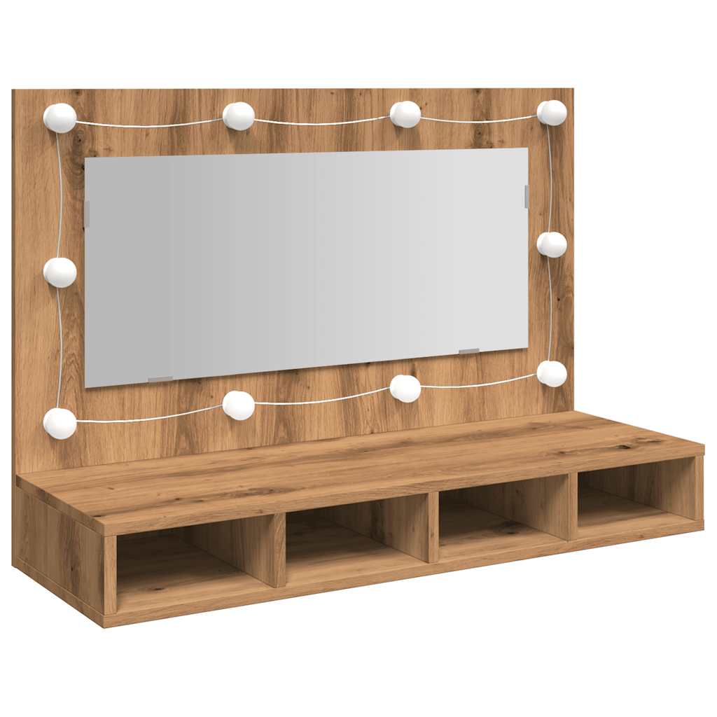 Speilskap med LED artisan eik 90x31,5x62 cm