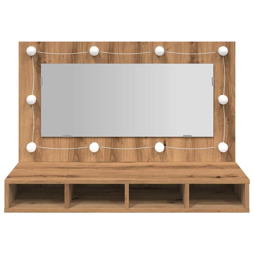 Speilskap med LED artisan eik 90x31,5x62 cm
