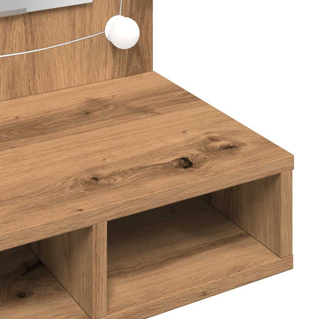 Speilskap med LED artisan eik 90x31,5x62 cm