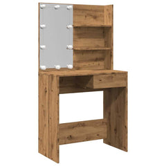Sminkebord med LED artisan eik 74,5x40x141 cm