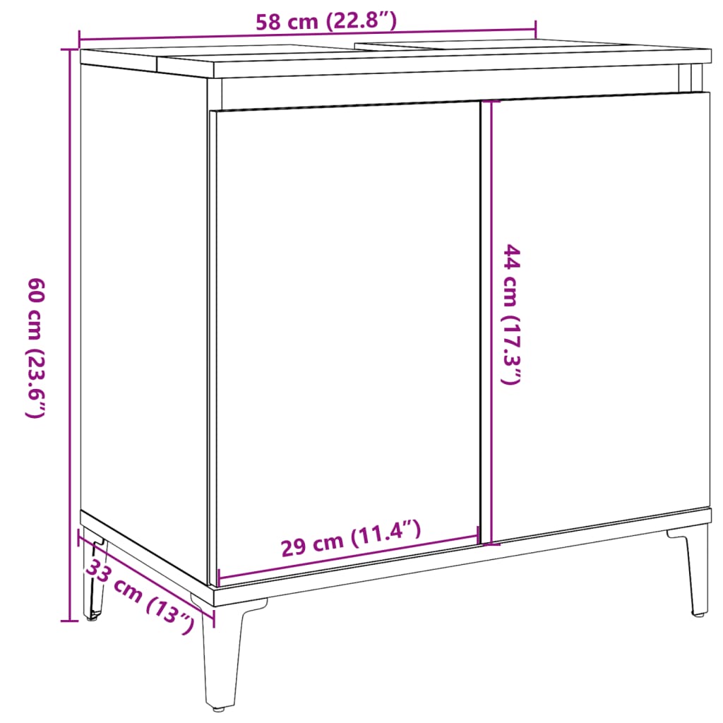 Servantskap betonggrå 58x33x60 cm konstruert tre