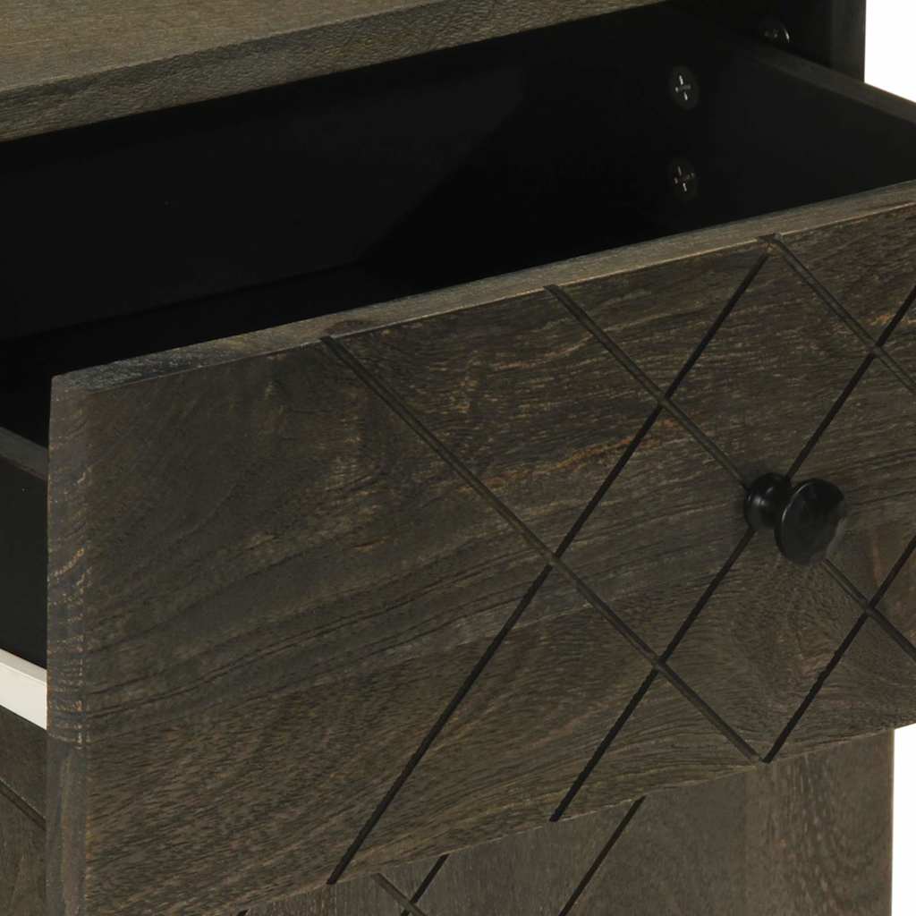 Nattbord svart 50x33x60 cm heltre mango