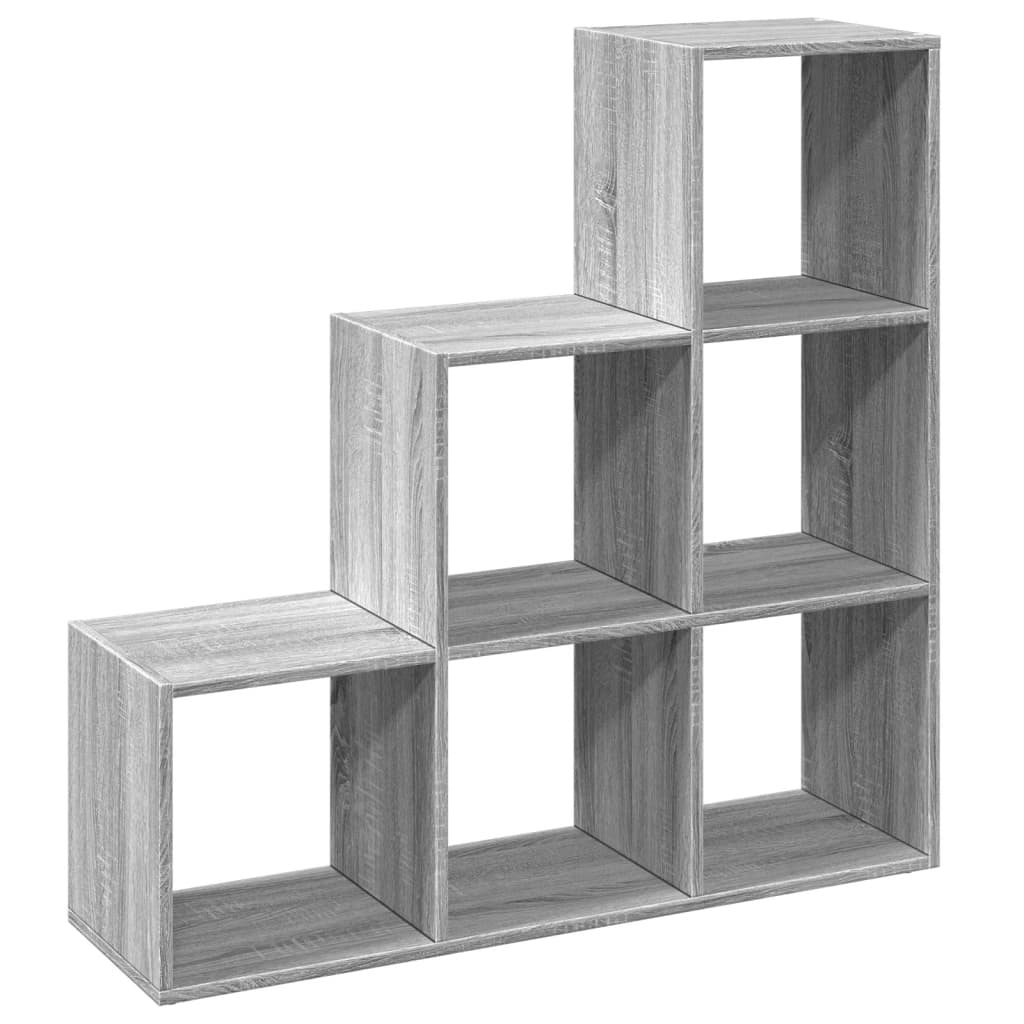 Romdeler bokhylle 3 lag grå sonoma 99x29x99 cm konstruert tre