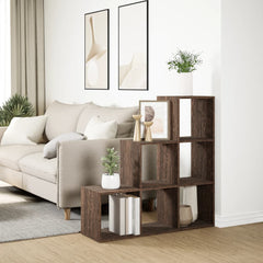 Romdeler bokhylle 3 etasjer brun eik 99x29x99 cm konstruert tre