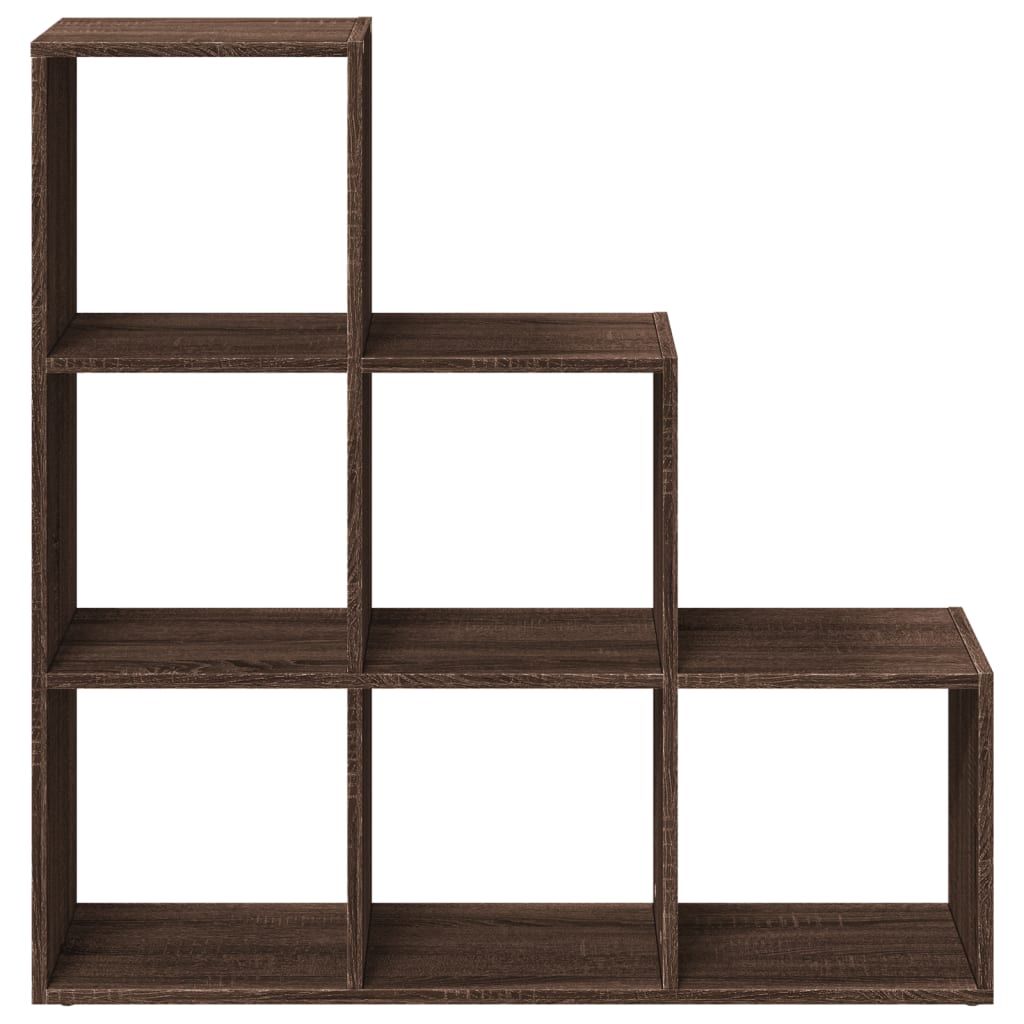 Romdeler bokhylle 3 etasjer brun eik 99x29x99 cm konstruert tre
