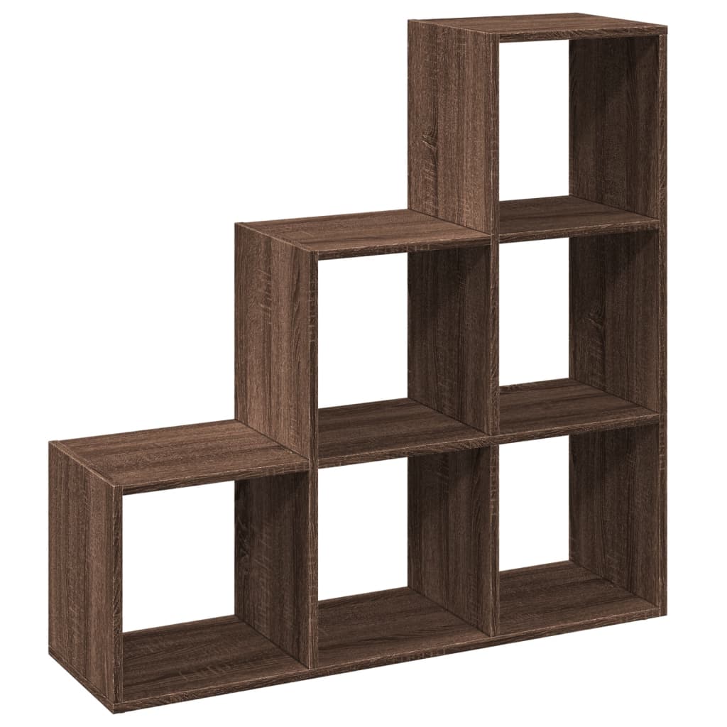 Romdeler bokhylle 3 etasjer brun eik 99x29x99 cm konstruert tre