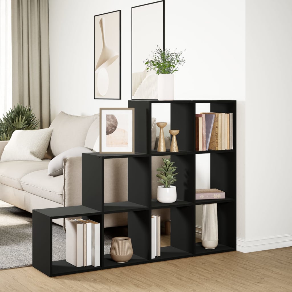 Bokhylle 3 etasjer svart 137,5x29x103,5 cm konstruert tre