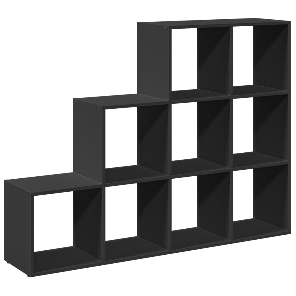 Bokhylle 3 etasjer svart 137,5x29x103,5 cm konstruert tre