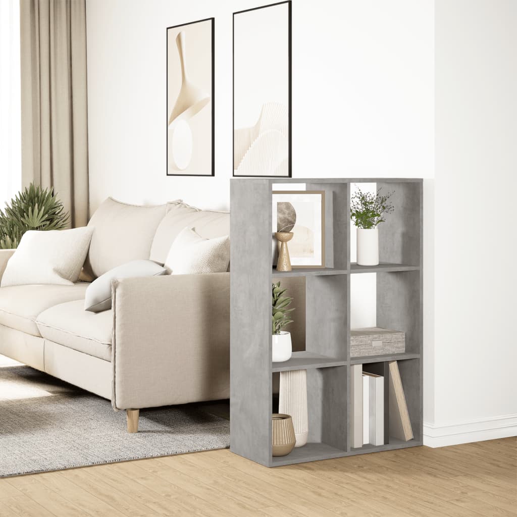 Romdeler bokhylle betonggrå 69,5x29x103,5 cm konstruert tre
