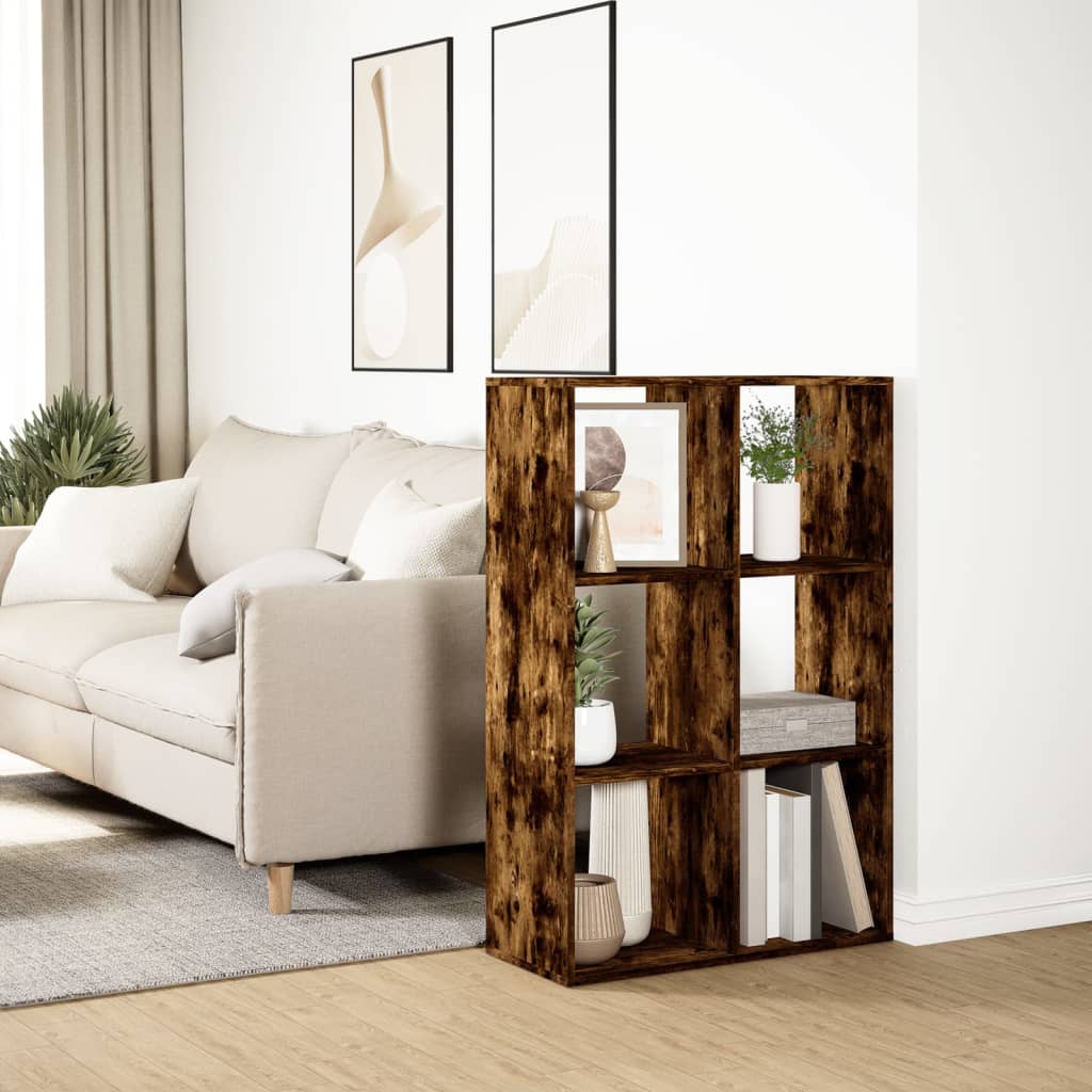 Romdeler bokhylle røkt eik 69,5x29x103,5 cm konstruert tre