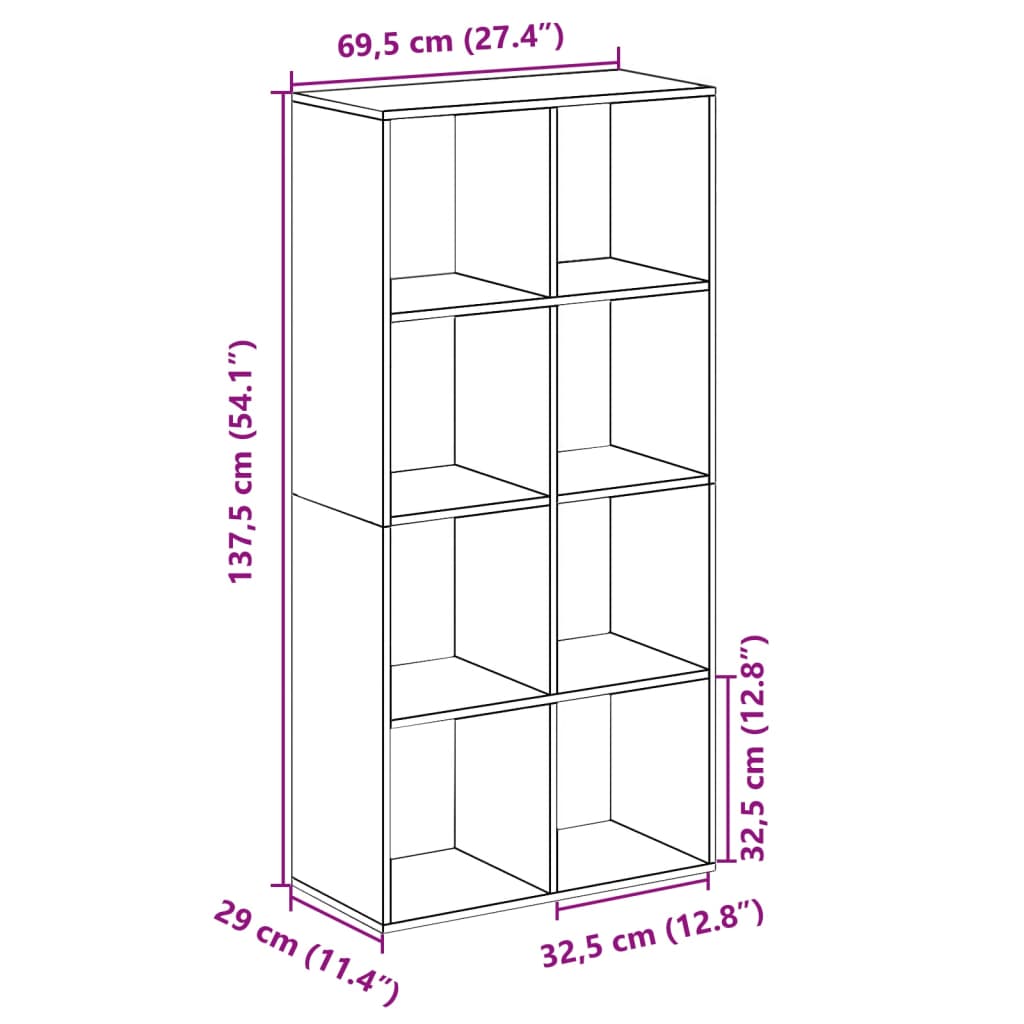 Romdeler bokhylle røkt eik 69,5x29x137,5 cm konstruert tre