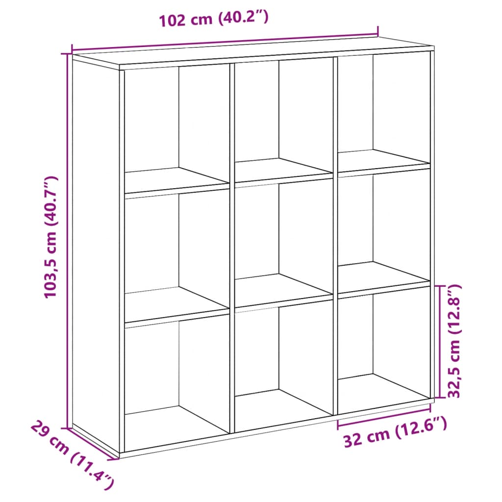 Romdeler bokhylle svart 102x29x103,5 cm konstruert tre