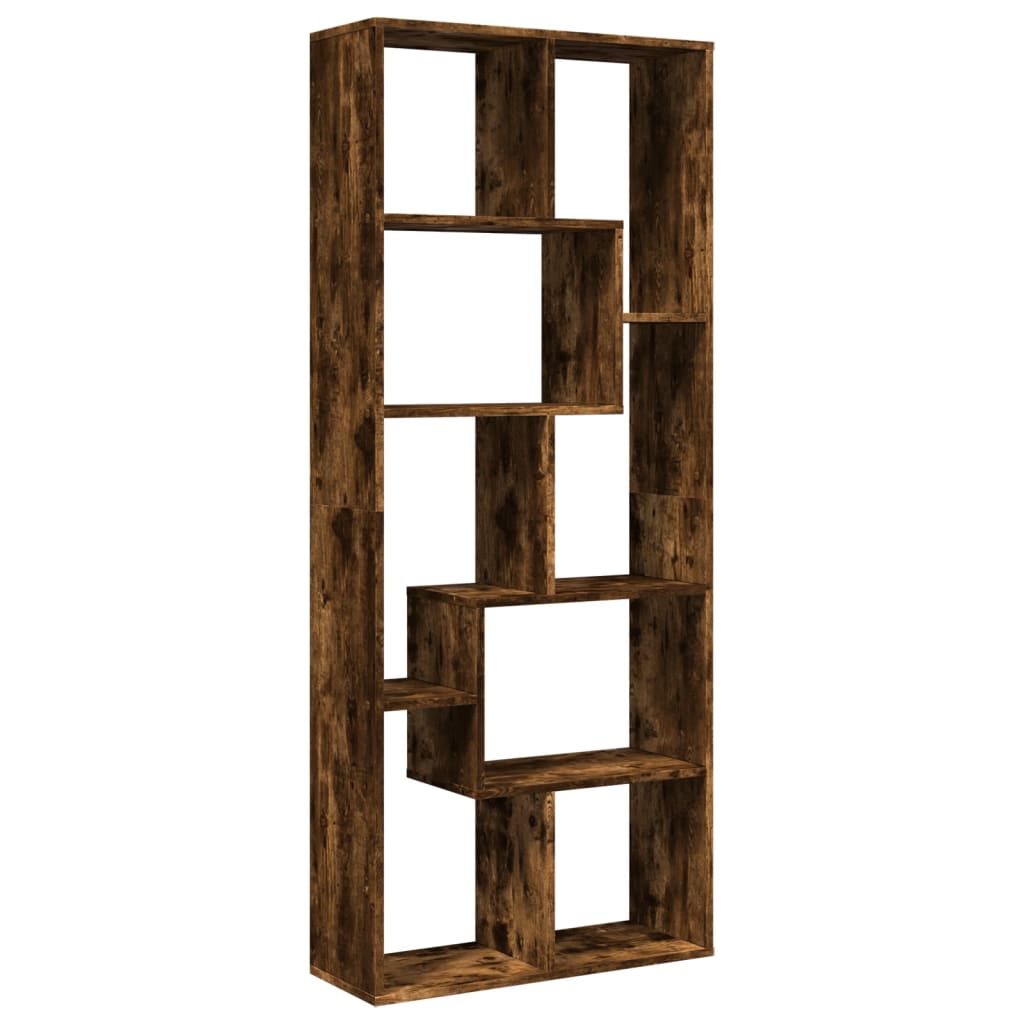 Romdeler bokhylle røkt eik 67x25x161,5 cm konstruert tre