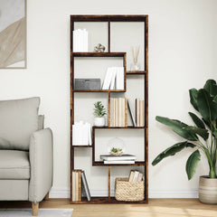 Romdeler bokhylle røkt eik 67x25x161,5 cm konstruert tre