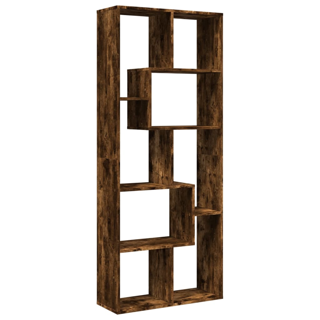 Romdeler bokhylle røkt eik 67x25x161,5 cm konstruert tre