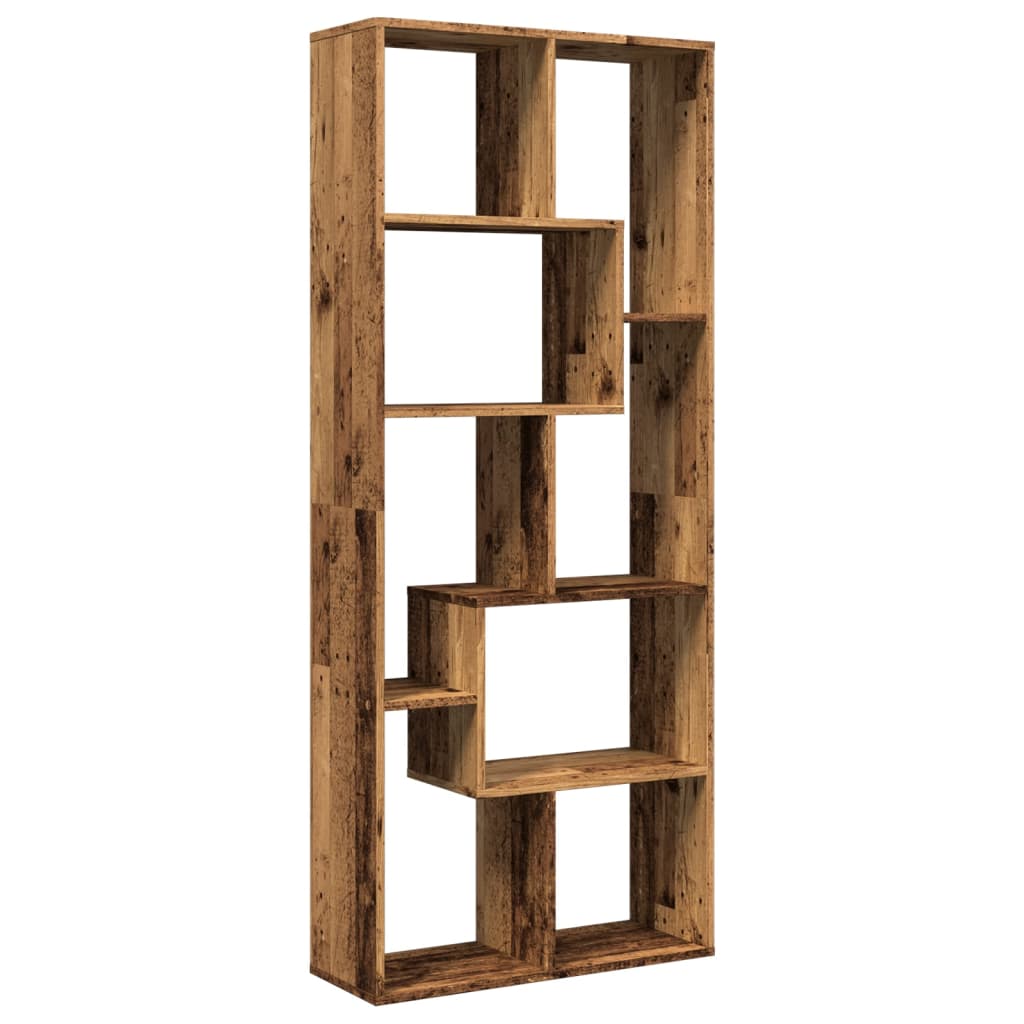 Romdeler bokhylle gammel tre 67x25x161,5 cm konstruert tre