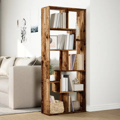 Romdeler bokhylle gammel tre 67x25x161,5 cm konstruert tre