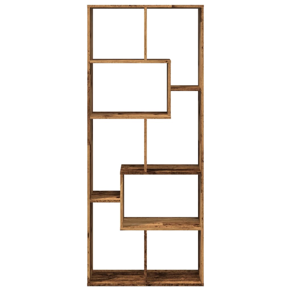 Romdeler bokhylle gammel tre 67x25x161,5 cm konstruert tre