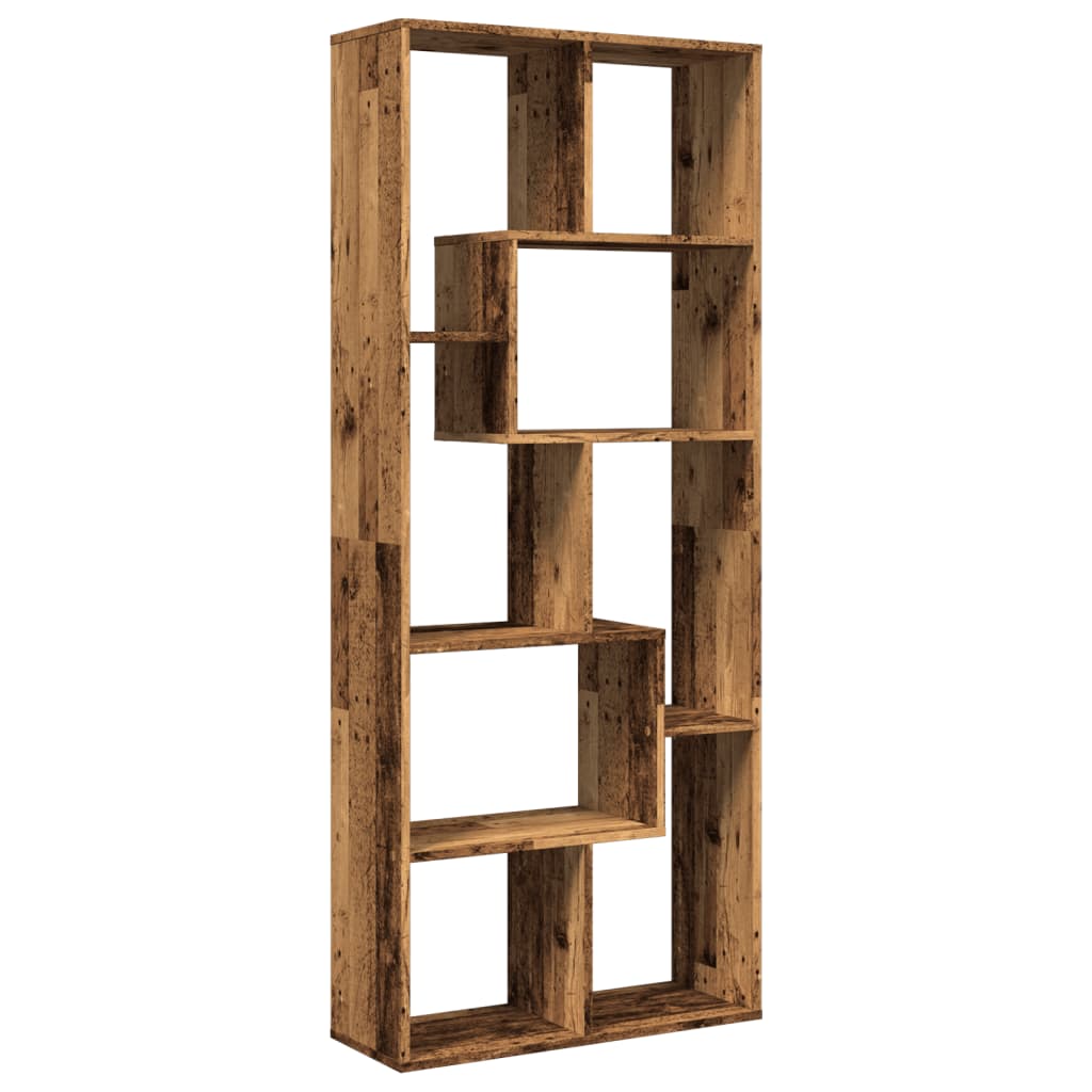 Romdeler bokhylle gammel tre 67x25x161,5 cm konstruert tre