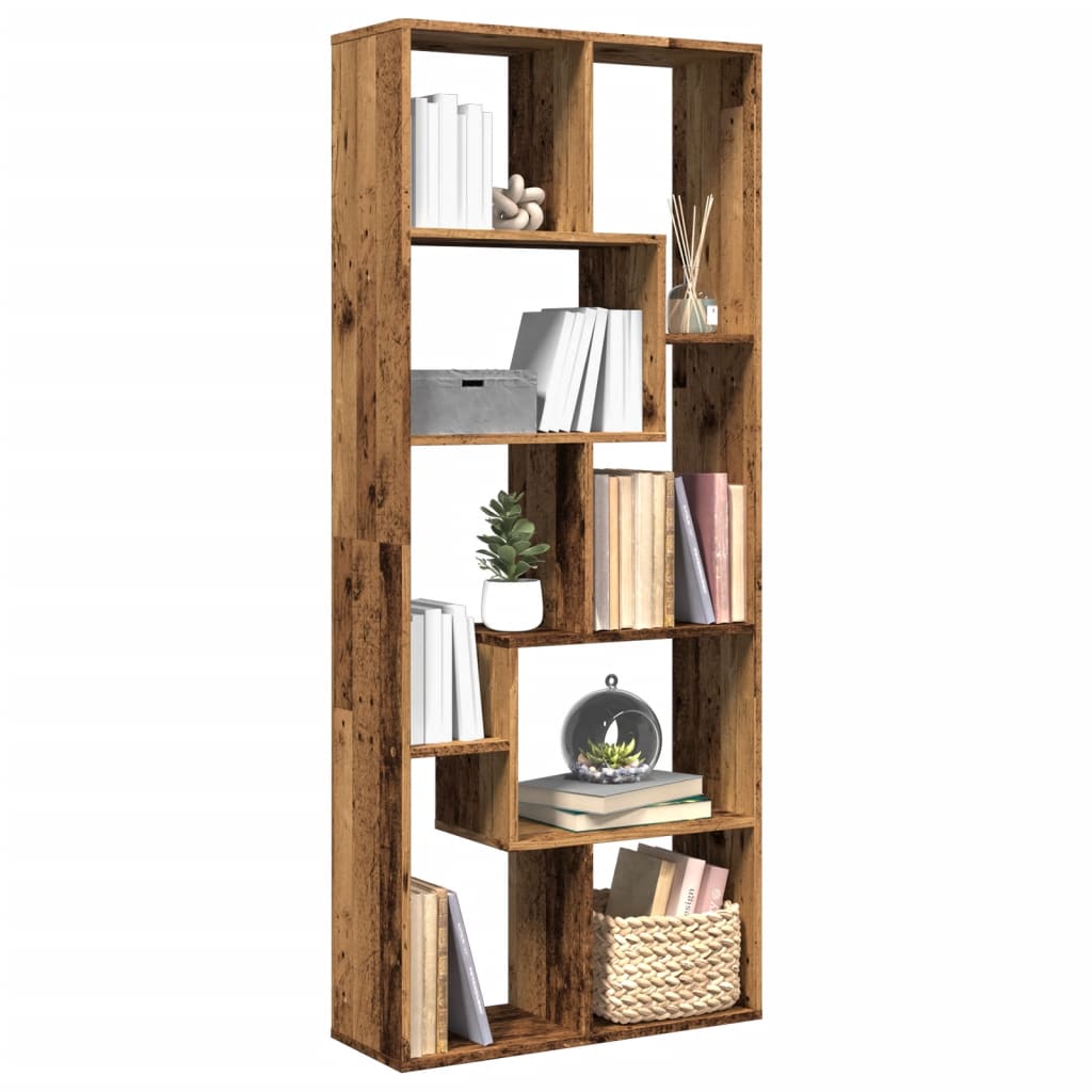 Romdeler bokhylle gammel tre 67x25x161,5 cm konstruert tre