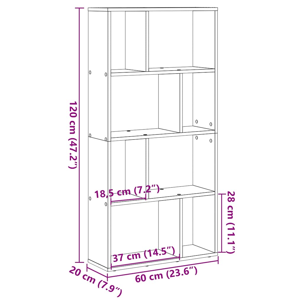 Bokhylle artisan eik 60x20x120 cm konstruert tre