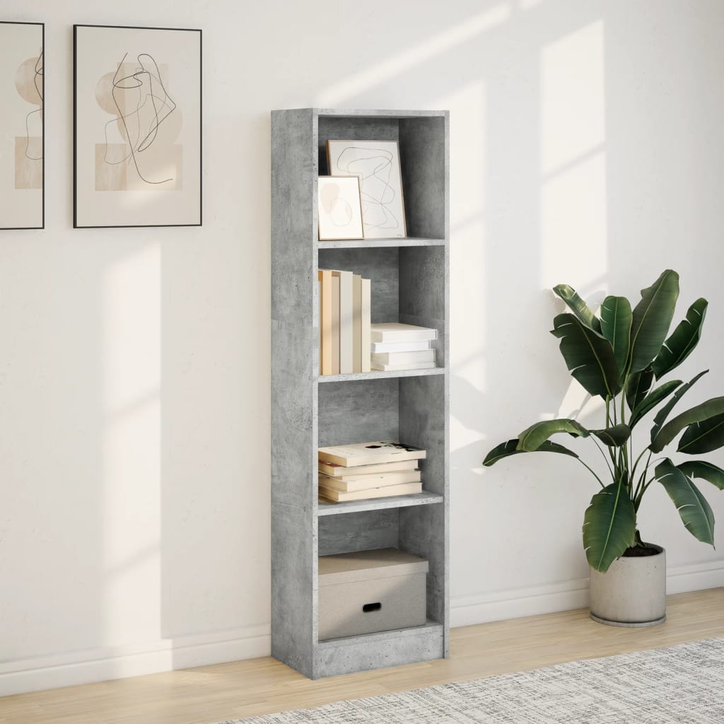 Bokhylle betonggrå 40x24x143 cm konstruert tre