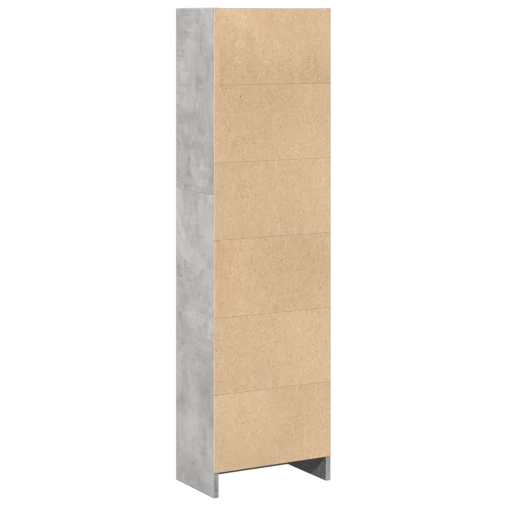 Bokhylle betonggrå 40x24x143 cm konstruert tre