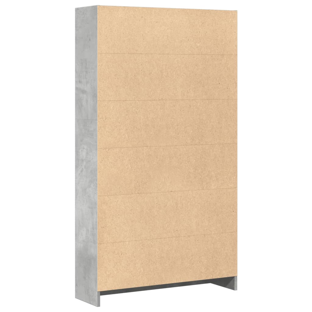 Bokhylle betonggrå 80x24x143 cm konstruert tre