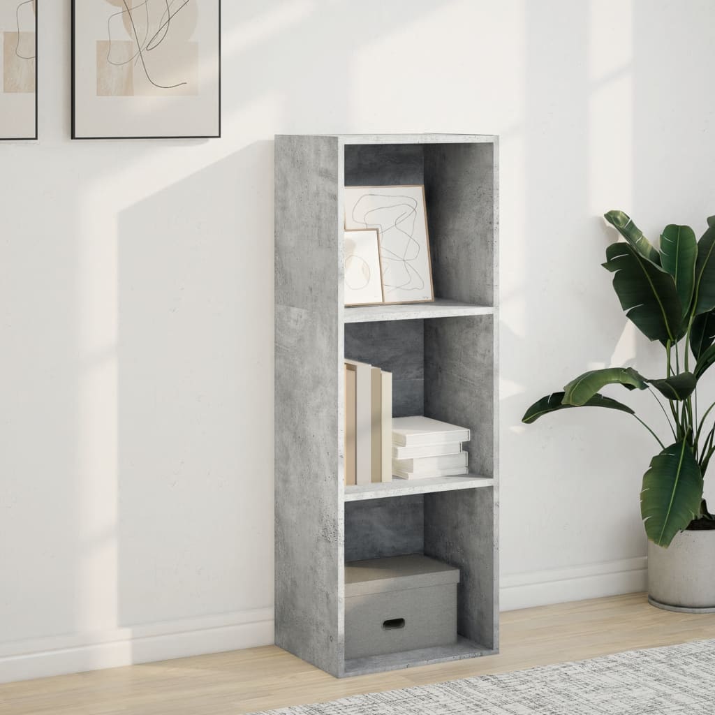 Bokhylle betonggrå 40x30x114 cm konstruert tre