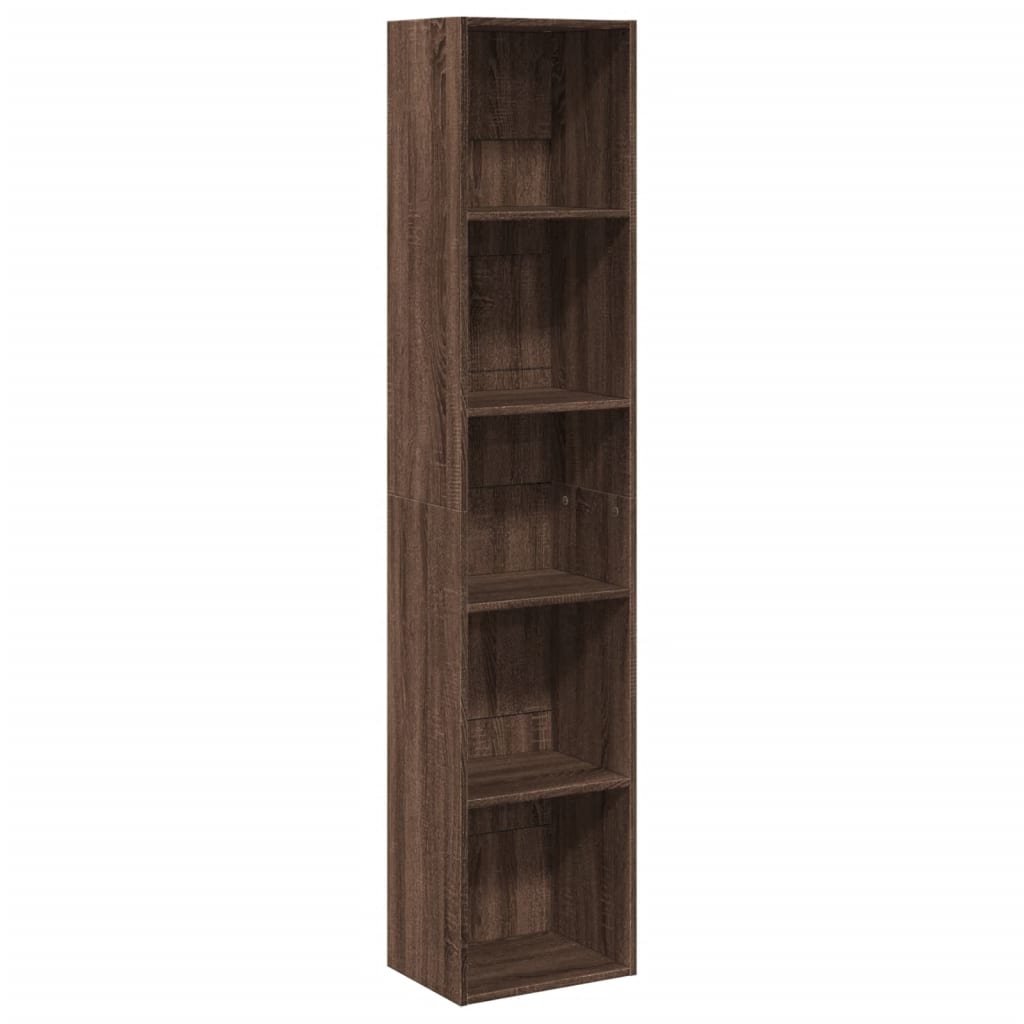 Bokhylle brun eik 40x30x189 cm konstruert tre