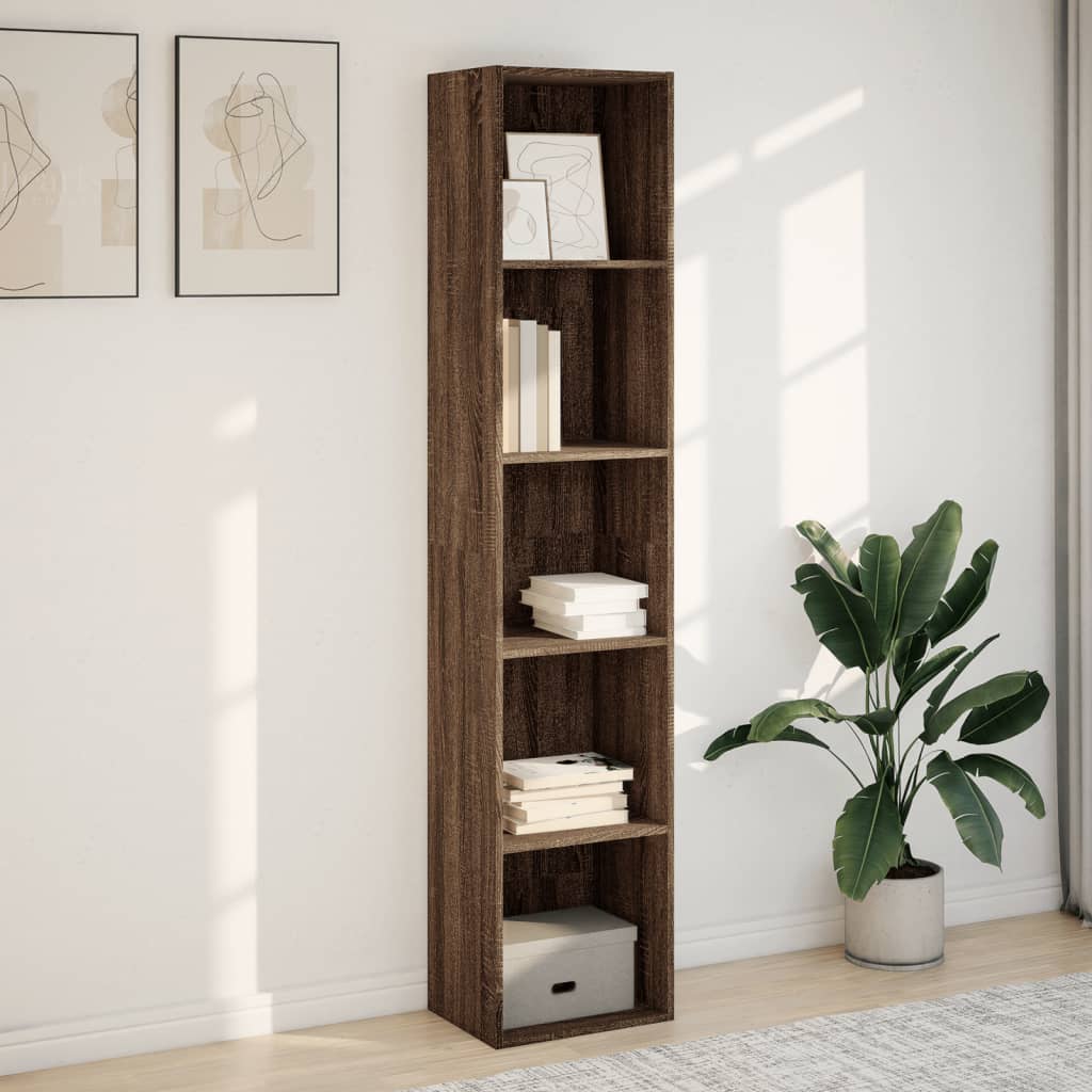 Bokhylle brun eik 40x30x189 cm konstruert tre