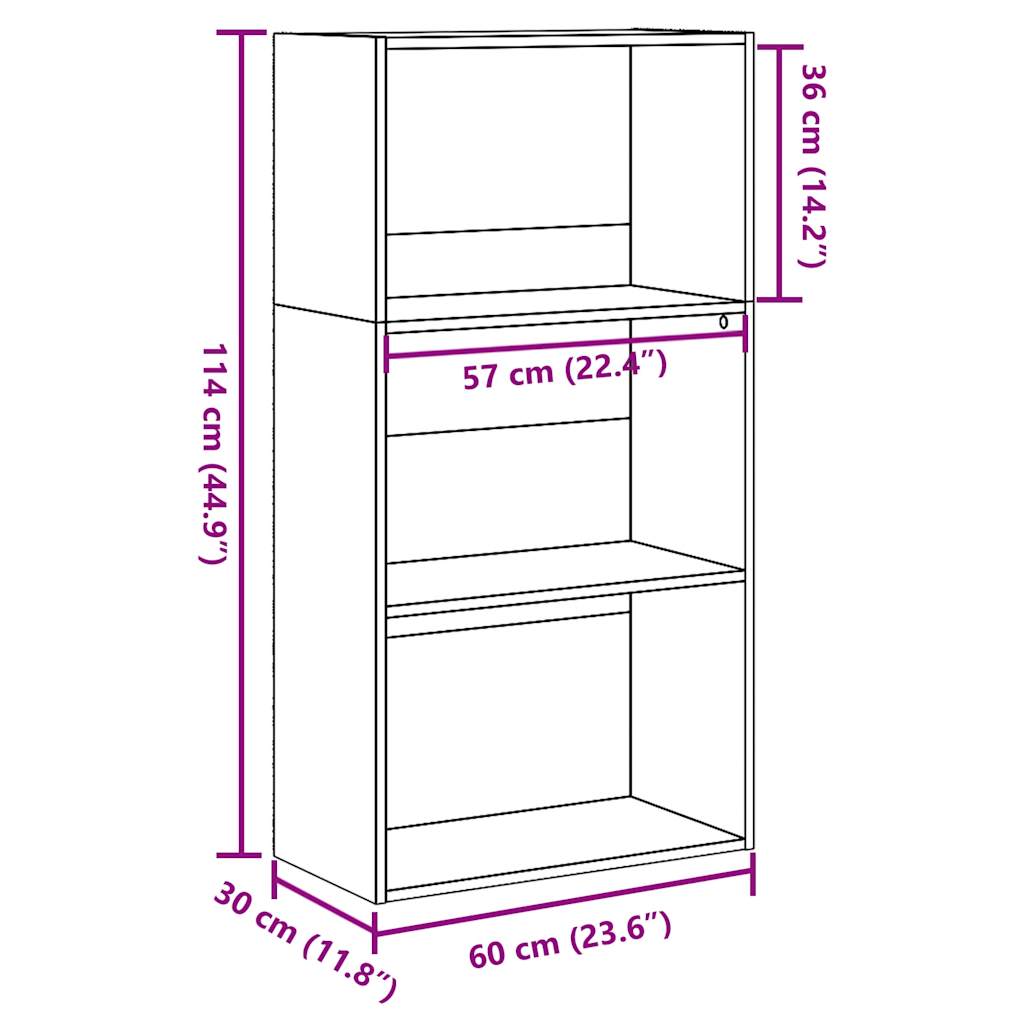 Bokhylle røkt eik 60x30x114 cm konstruert tre