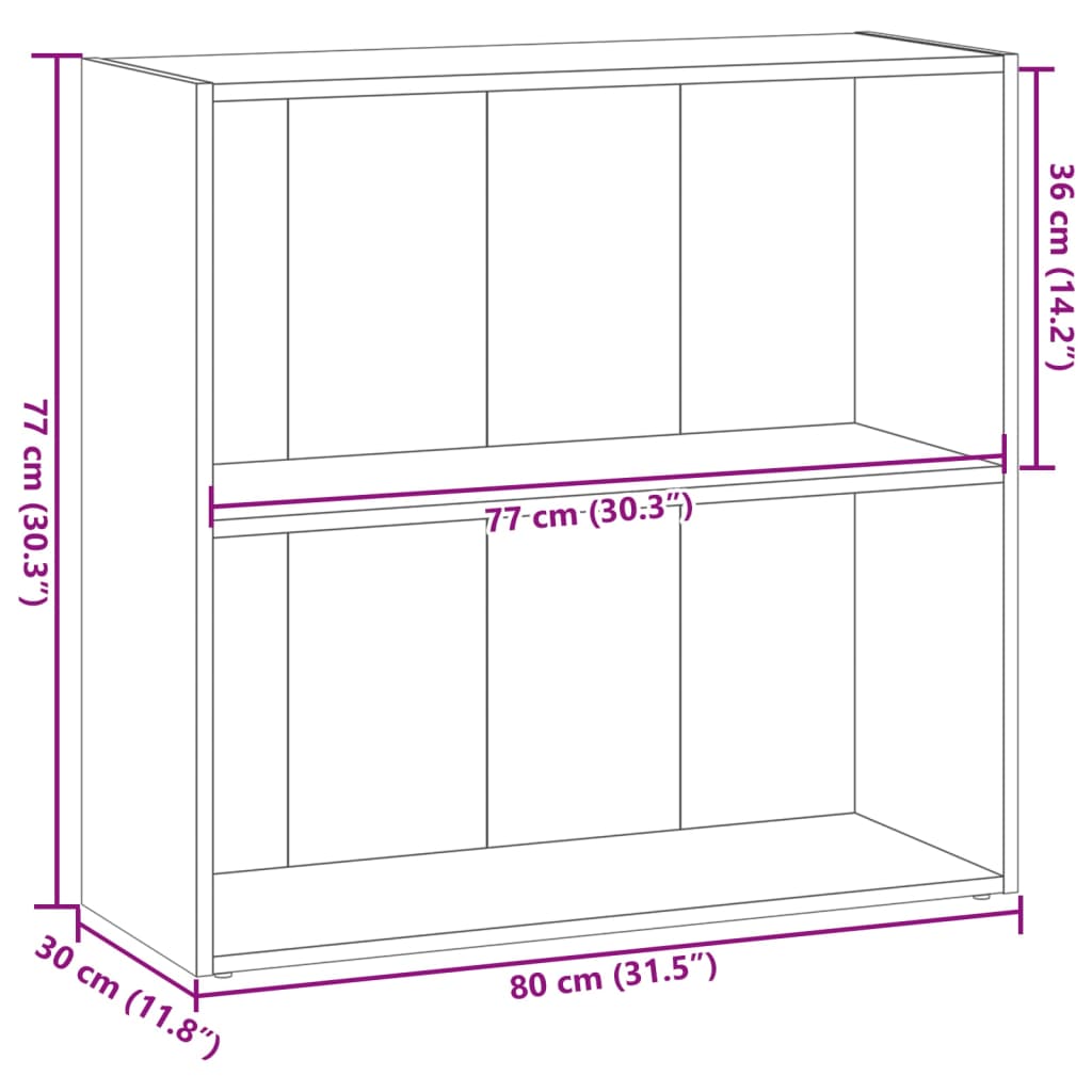 Bokhylle røkt eik 80x30x77 cm konstruert tre