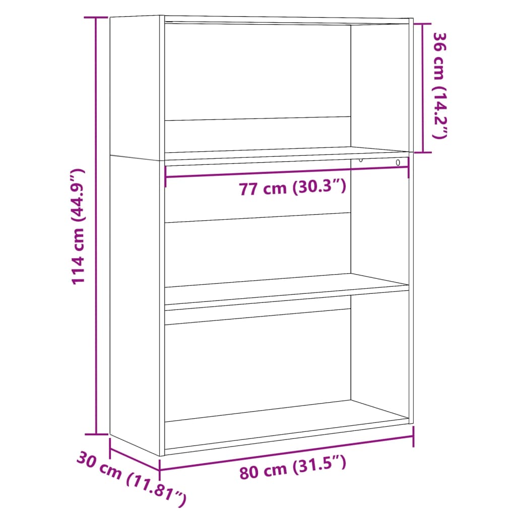 Bokhylle røkt eik 80x30x114 cm konstruert tre