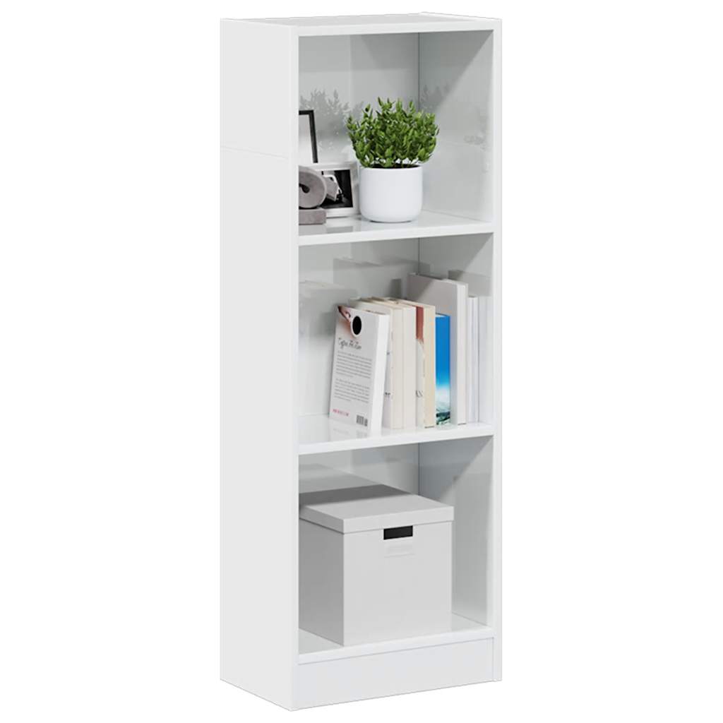 Bokhylle høyglans hvit 40x24x109 cm konstruert tre