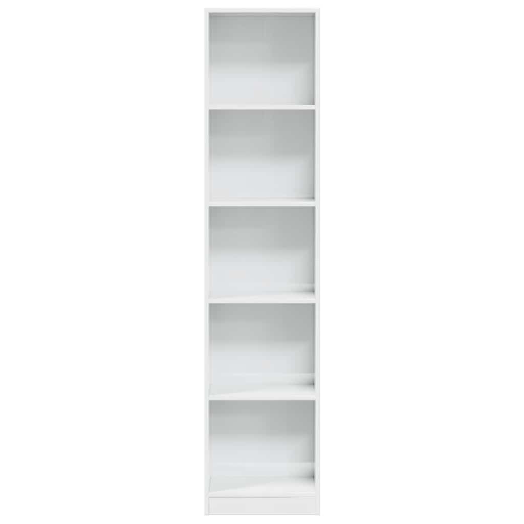 Bokhylle høyglans hvit 40x24x176 cm konstruert tre